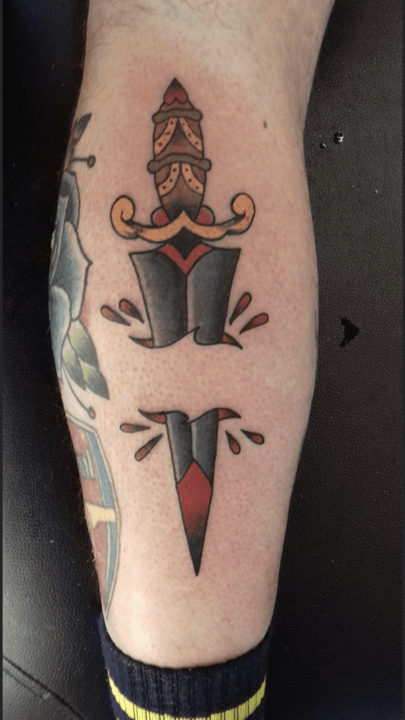 traditional dagger tattoo created in Essex